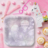 Assiettes En Carton Bokeh et papillon Quinceanera Lavender ID1030 (Fête)
