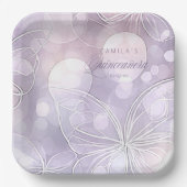 Assiettes En Carton Bokeh et papillon Quinceanera Lavender ID1030 (Recto)