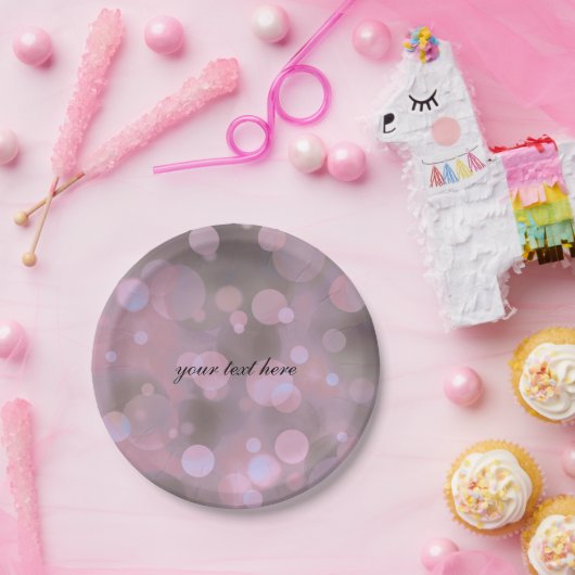 Assiettes En Carton Bokeh Glam rose Grey & Gold Party Plaques (Fête)