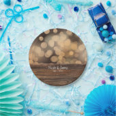 Assiettes En Carton Bokeh Lights & Wood Rustic Sparkle Mariage (Fête)