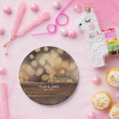 Assiettes En Carton Bokeh Lights & Wood Rustic Sparkle Mariage (Fête)