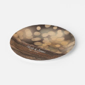 Assiettes En Carton Bokeh Lights & Wood Rustic Sparkle Mariage (Angle)