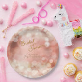 Assiettes En Carton Bokeh Sparkle Twinkle Lights Pastel Pink Bride (Fête)