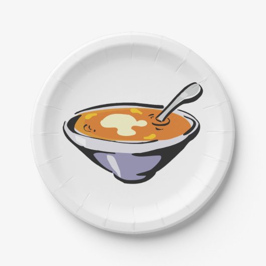 Assiettes En Carton Bol soupe de tomate avec cuillère (Devant)