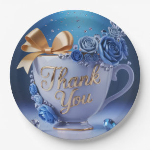 Assiettes En Carton Bol Teacup Rose Bleue, Merci,