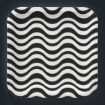 Assiettes En Carton Bold Black and White Wavy Abstract<br><div class="desc">A striking visual effect is created by a seamless pattern of wavy black lines on a white background</div>