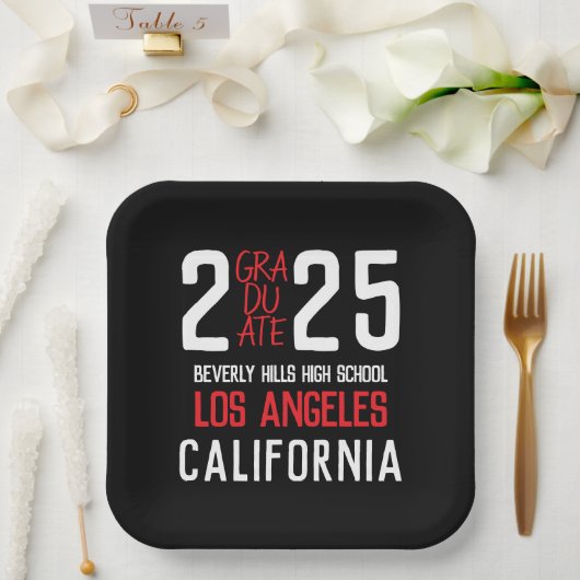 Assiettes En Carton Bold Classe moderne de 2025 Graduation (Mariage)