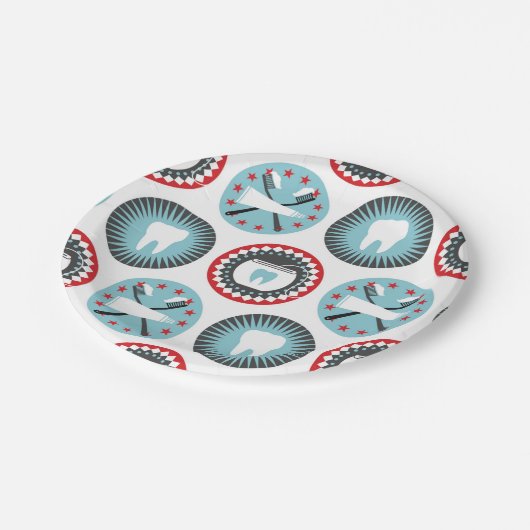 Assiettes En Carton Bold Dentistry Pattern (Angle)