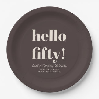 Assiettes En Carton Bold Earthy Brown Modern 50th Birthday Custom