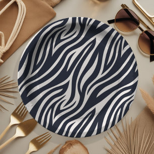 Assiettes En Carton Bold Zebra Skin Motif noir & blanc ID1151