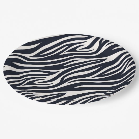 Assiettes En Carton Bold Zebra Skin Motif noir & blanc ID1151 (Angle)