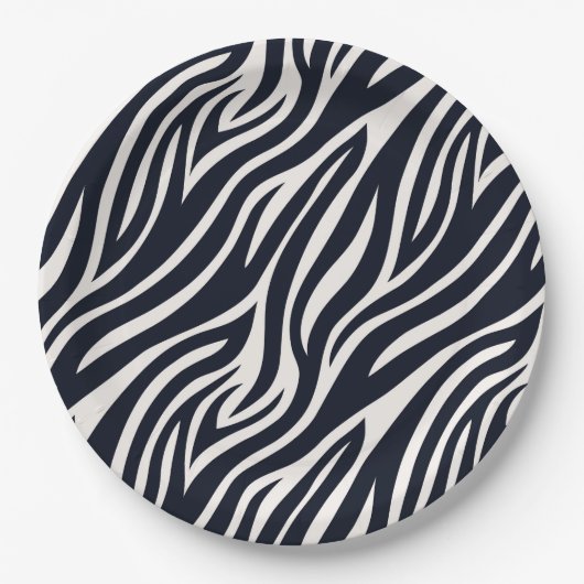 Assiettes En Carton Bold Zebra Skin Motif noir & blanc ID1151 (Devant)