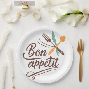 Assiettes En Carton Bon Appétit Décor Cutlery Illustration