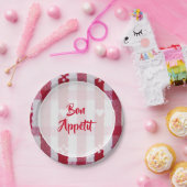 Assiettes En Carton Bon Appetit rouge et blanc (Fête)
