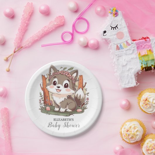Assiettes En Carton Bon Baby shower de loup mignon (Fête)