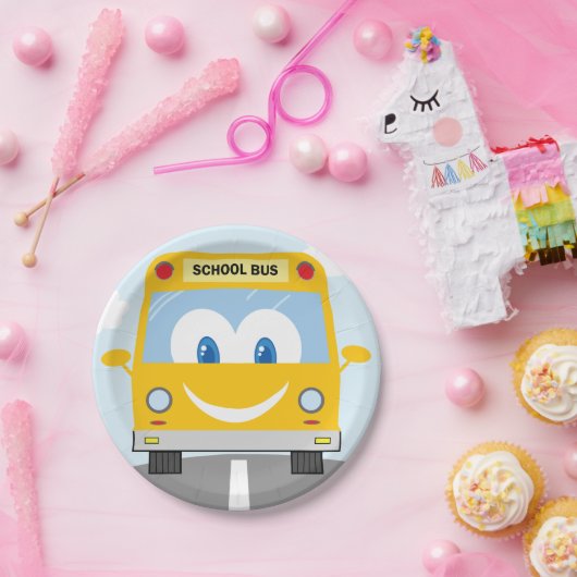 Assiettes En Carton Bon bus scolaire (Fête)
