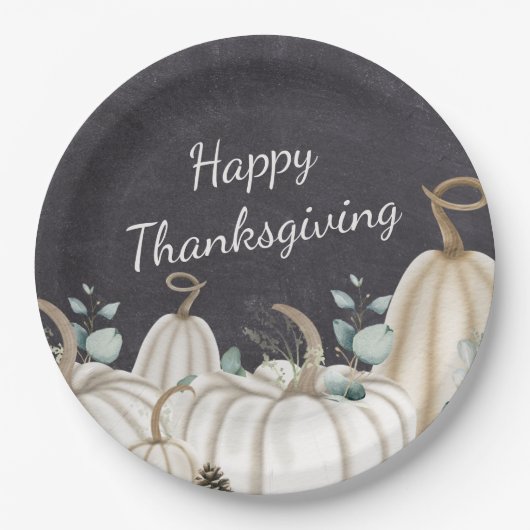 Assiettes En Carton Bon thanksgiving agricole Citrouille rustique (Devant)