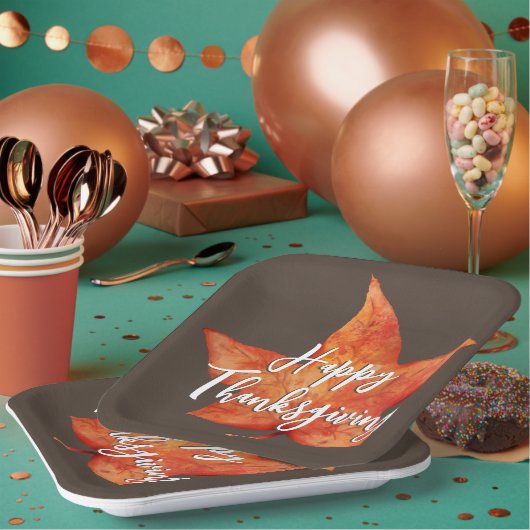 Assiettes En Carton Bon thanksgiving aquarelle automne feuille d'érabl (Multi)