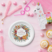 Assiettes En Carton bon thanksgiving Aquarelle Chute Citrouille Wreath (Fête)