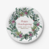 Assiettes En Carton Bon thanksgiving aquarelle couronne d'automne (Devant)