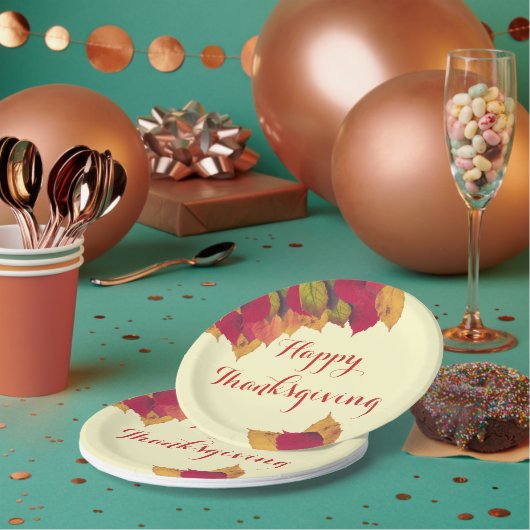 Assiettes En Carton Bon thanksgiving Automne Automne Feuilles saisonni (Multi)