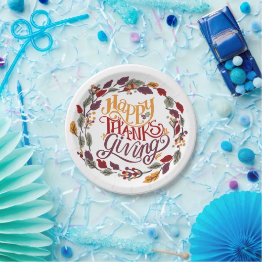 Assiettes En Carton Bon thanksgiving automne Feuilles d'automne Wreath (Fête)