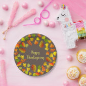 Assiettes En Carton Bon thanksgiving Automne Feuilles sur Brown (Fête)