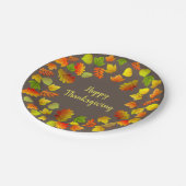 Assiettes En Carton Bon thanksgiving Automne Feuilles sur Brown (Angle)