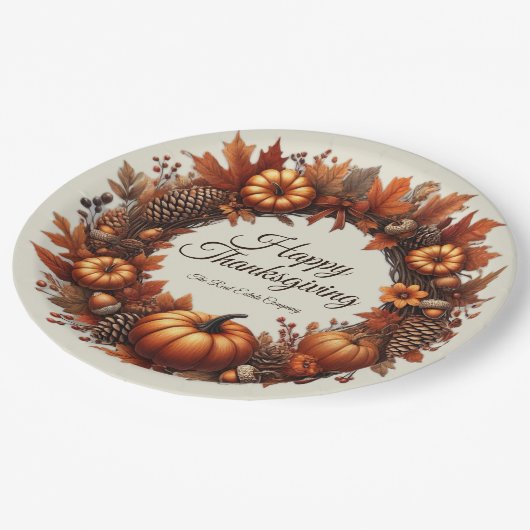 Assiettes En Carton Bon thanksgiving Automne Feuilles Wreath Company (Angle)