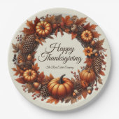 Assiettes En Carton Bon thanksgiving Automne Feuilles Wreath Company (Devant)