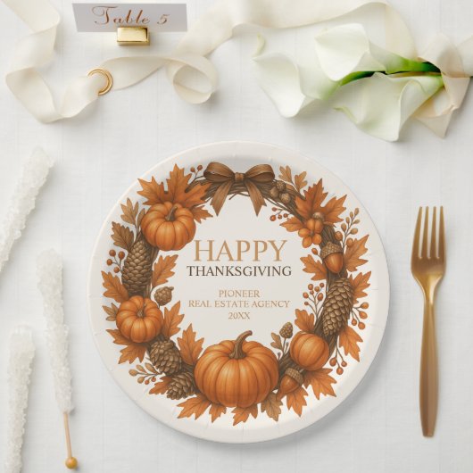 Assiettes En Carton Bon thanksgiving Automne Wreath Corporate (Mariage)