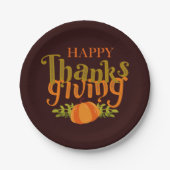 Assiettes En Carton Bon thanksgiving Brown foncé Chute Citrouille jaun (Devant)