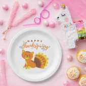 Assiettes En Carton Bon thanksgiving Chat Turquie (Fête)