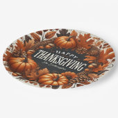 Assiettes En Carton Bon thanksgiving Citrouille Automne Feuilles Wreat (Angle)