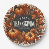 Assiettes En Carton Bon thanksgiving Citrouille Automne Feuilles Wreat (Devant)
