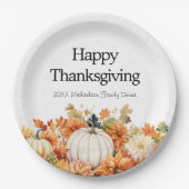 Assiettes En Carton Bon thanksgiving Citrouille Automne Votre Nom (Devant)