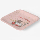 Assiettes En Carton Bon thanksgiving Citrouilles et fleurs roses (Angulaire)