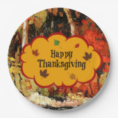 Assiettes En Carton "Bon thanksgiving", couleurs de l'automne, (Devant)