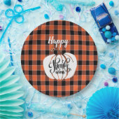 Assiettes En Carton Bon thanksgiving customisé Orange Buffalo Plaid (Fête)