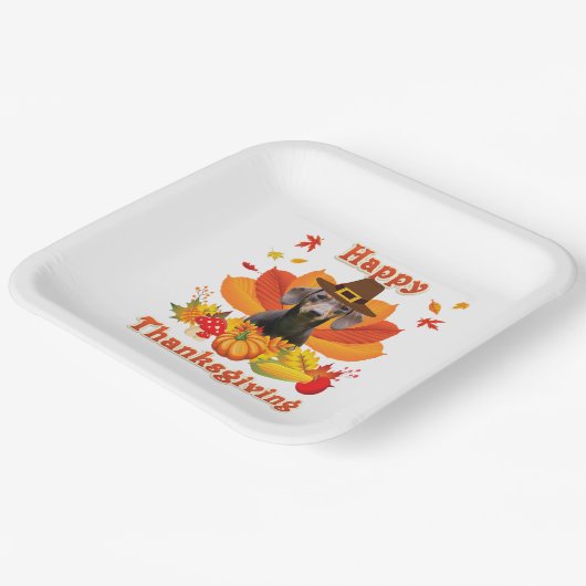 Assiettes En Carton Bon thanksgiving Dachshund Propriétaire Chien Anim (Angulaire)