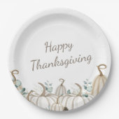 Assiettes En Carton Bon thanksgiving de ferme moderne Citrouille blanc (Devant)