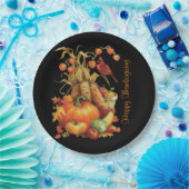 Assiettes En Carton Bon thanksgiving de récolte d'automne Plaques noir (Fête)