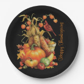 Assiettes En Carton Bon thanksgiving de récolte d'automne Plaques noir (Devant)