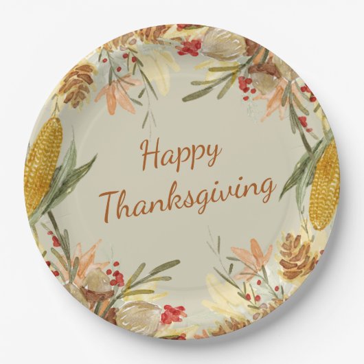 Assiettes En Carton Bon thanksgiving Farmhouse Vintage simple (Devant)