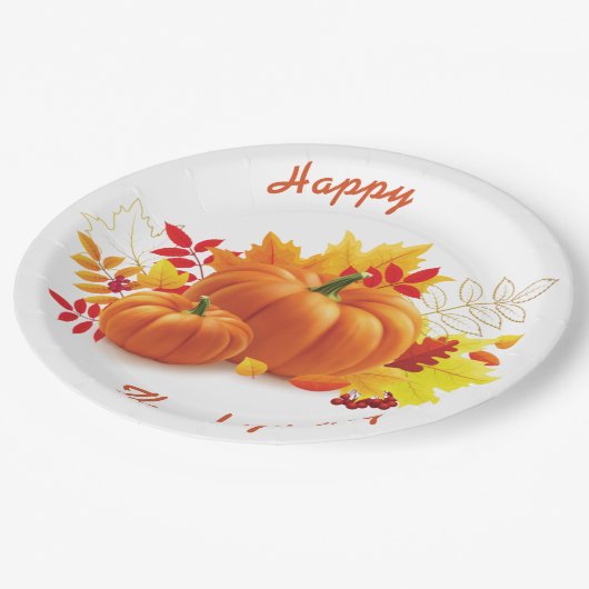 Assiettes En Carton Bon thanksgiving, fête d'automne (Angle)