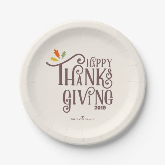 Assiettes En Carton bon thanksgiving | Feuilles automnales (Devant)