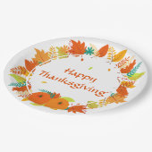 Assiettes En Carton Bon thanksgiving Feuilles d'automne Wreath (Angle)