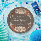 Assiettes En Carton Bon thanksgiving floral à automne Brown rustique (Fête)