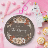 Assiettes En Carton Bon thanksgiving floral à automne Brown rustique (Fête)
