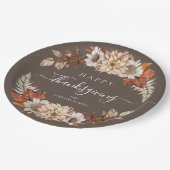 Assiettes En Carton Bon thanksgiving floral à automne Brown rustique (Angle)